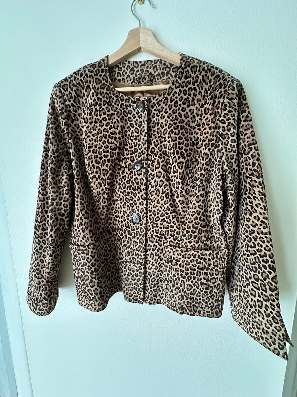 Pamela McCoy Women’s Genuine Leather Leopard Print Jacket Size L